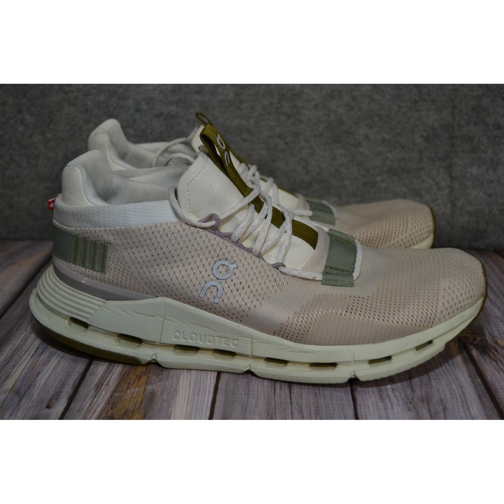 On Running Cloudnova‎ Shoes Womens Size 9.5 Beige White Olive Green CloudTec